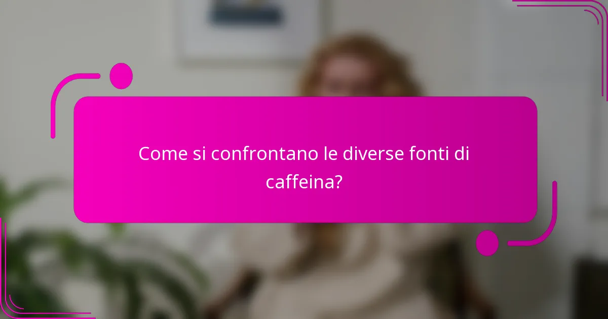 Come si confrontano le diverse fonti di caffeina?