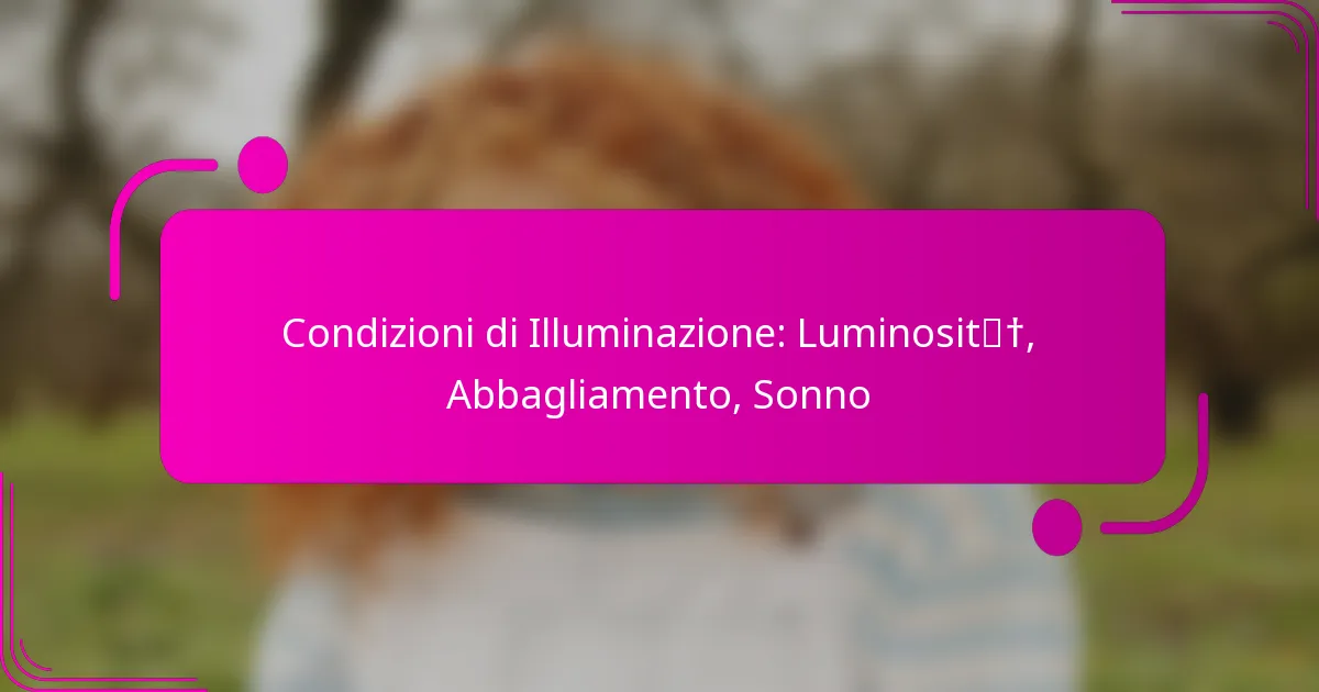 Condizioni di Illuminazione: Luminosità, Abbagliamento, Sonno