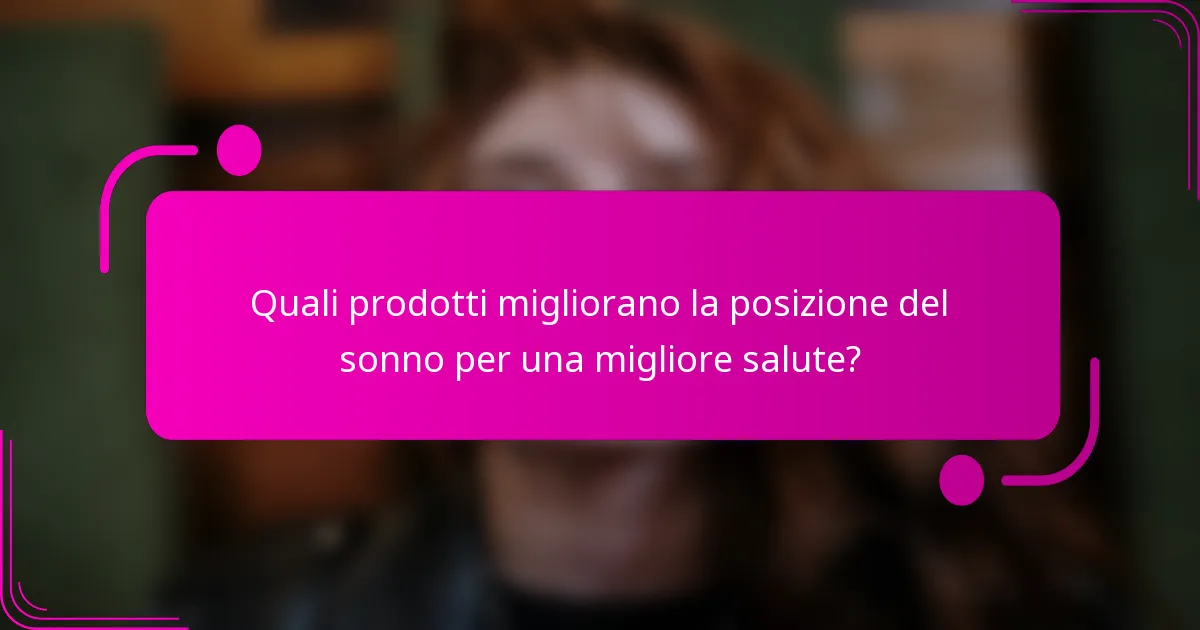 Quali prodotti migliorano la posizione del sonno per una migliore salute?